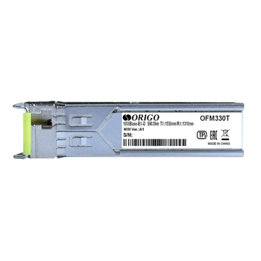 Трансивер ORIGO OFM330T / 3KM / A1A WDM SFP-трансивер, 1000Base-BX-D (Simplex SC), TX: 1550нм, RX: 1310нм, одномод, до 3км