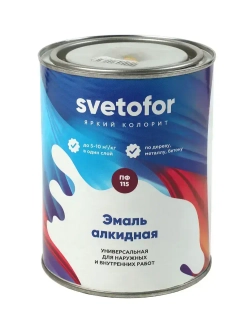 Эмаль ПФ-115 Svetofor ЖЕЛТАЯ (0,8кг) по дереву и металлу, глянцевая, алкидная, атмосферостойкая, для стен, для окон и дверей, для мебели