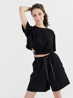 Футболка укороченная на резинке "Уголь" женская