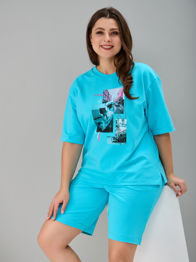 Костюм с шортами КНф-101П/светлобирюзовый