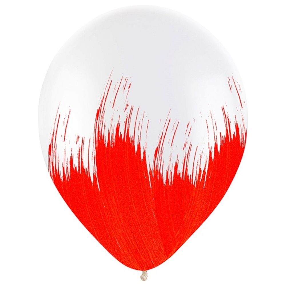Воздушные шары Веселуха Кристалл прозрачный с рисунком Браш красный, 10 шт. размер 12&quot; #8122144