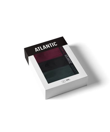 Трусы мужские боксеры (3шт), Atlantic 3MH-011, черный + изумрудный + каберне