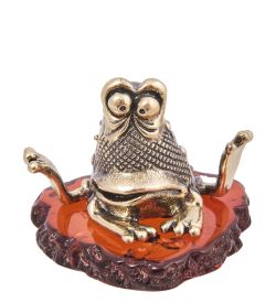 AM-4099 Фигурка «Лягушка Похмелье» (латунь, янтарь)