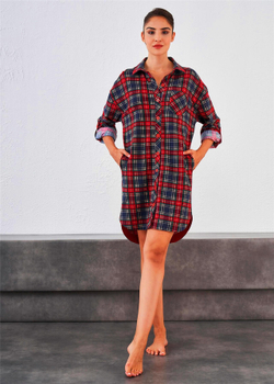 RELAX MODE / Платье рубашка домашнее в клетку трикотажное подарок женщине - 15029