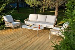 "Венеция" лаунж-зона из искусственного ротанга, цвет соломенный