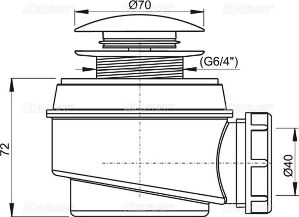 Сифон для душевого поддонa Alcaplast A465-50 click/clack