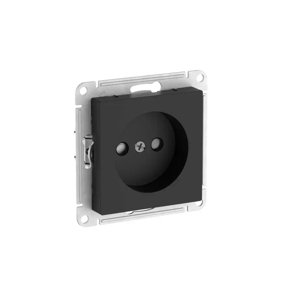 ATLASDESIGN РОЗЕТКА без заземления со шторками, 16А, мех., быстрозажим. клем., КАРБОН