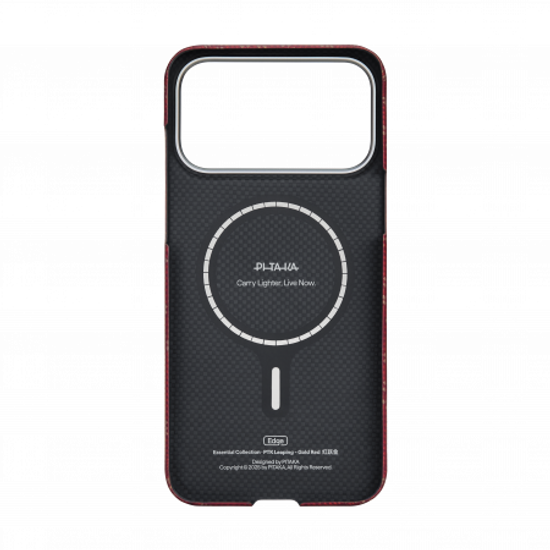 Чехол Pitaka Monogram Ultra-Slim для iPhone 17 Pro Max, красно-золотой