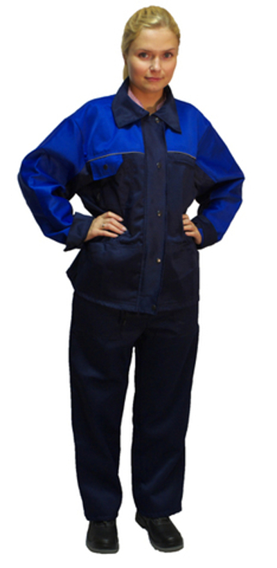 Костюм "Флагман" женский брюки синий с васильковой отделкой - ПОД ЗАКАЗ