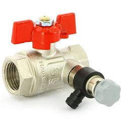 Кран Uni-Fitt шаровой ВВ 1/2 с дренажным вентилем (заглушка 1/4), бабочка