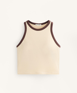 Oysho Удлиненный Tank top в рубчик из смесового модала, ванильный