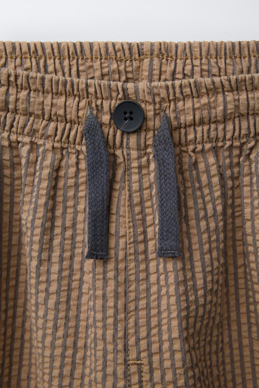 ZARA БРЮКИ BAGGY ИЗ РЕЛЬЕФНОЙ ТКАНИ В ПОЛОСКУ, РЫЖЕВАТО-КОРИЧНЕВЫЙ