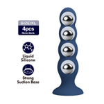 Синий анальный стимулятор со смещенным центром тяжести Silicone Anal Plug XL - 16,5 см.