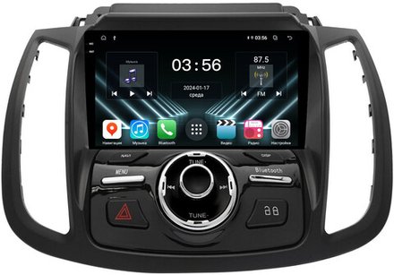 Магнитола для Ford Kuga 2 2017-2019 (SYNC 3, рамка с кнопками тип 2) - FarCar DX9-8029F2B монитор 9.5" IPS на Android 13, 4+64Гб, CarPlay