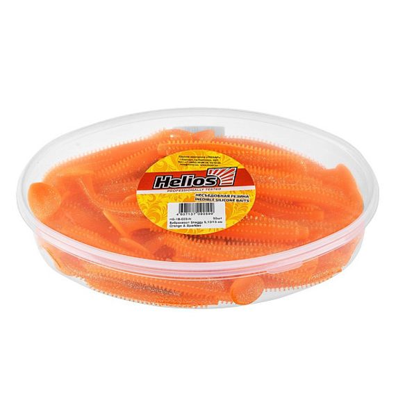 Виброхвост несъедоб. Shaggy 5,12/13 см Orange &amp; Sparkles 50шт. (HS-18-022-N) Helios