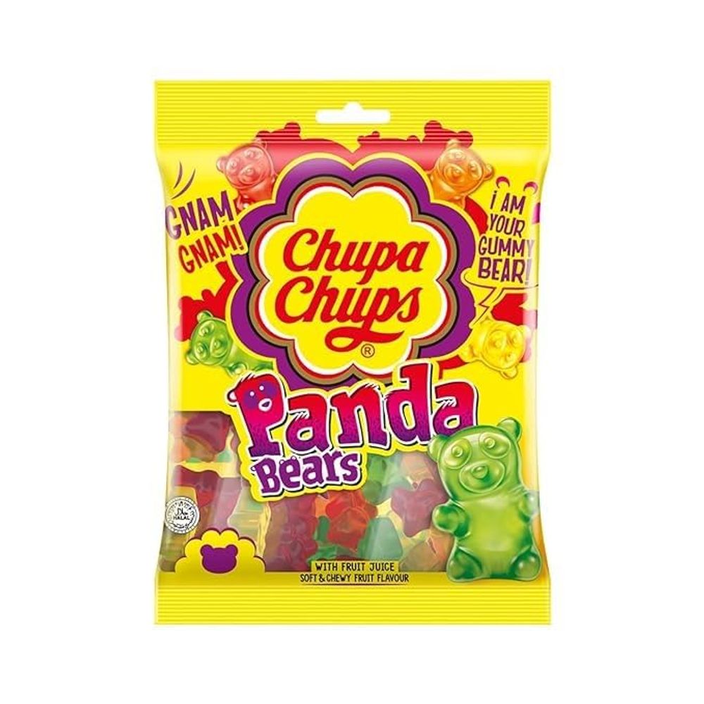 Жевательные конфеты Chupa Chups Panda Bears Assorted Fruits панда мишки, фруктовое ассорти, 45 г