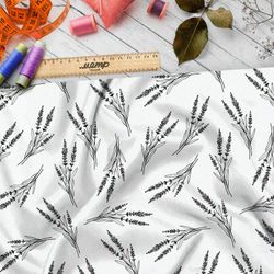 Ткань кулирная гладь эскиз душицы на белом фоне