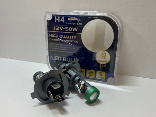 H4 / Светодиодные (H4) лампы, мини-линза, T01, 50 Вт, 12V, ИнДи (2 шт. / комплект)