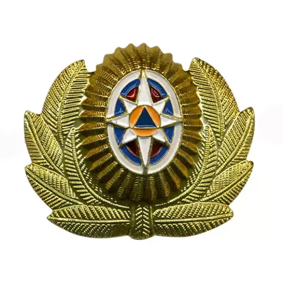 Кокарда МЧС большая металл (сине-белая)