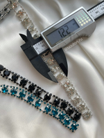 Тесьма Стразы на цепочке голубые