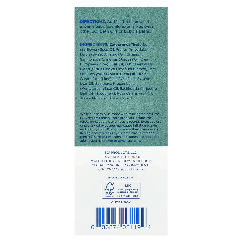 EO Products, Масло для ванн Body Boost, восстанавливающий эвкалипт и лимон, 118 мл (4 жидк. унц.)