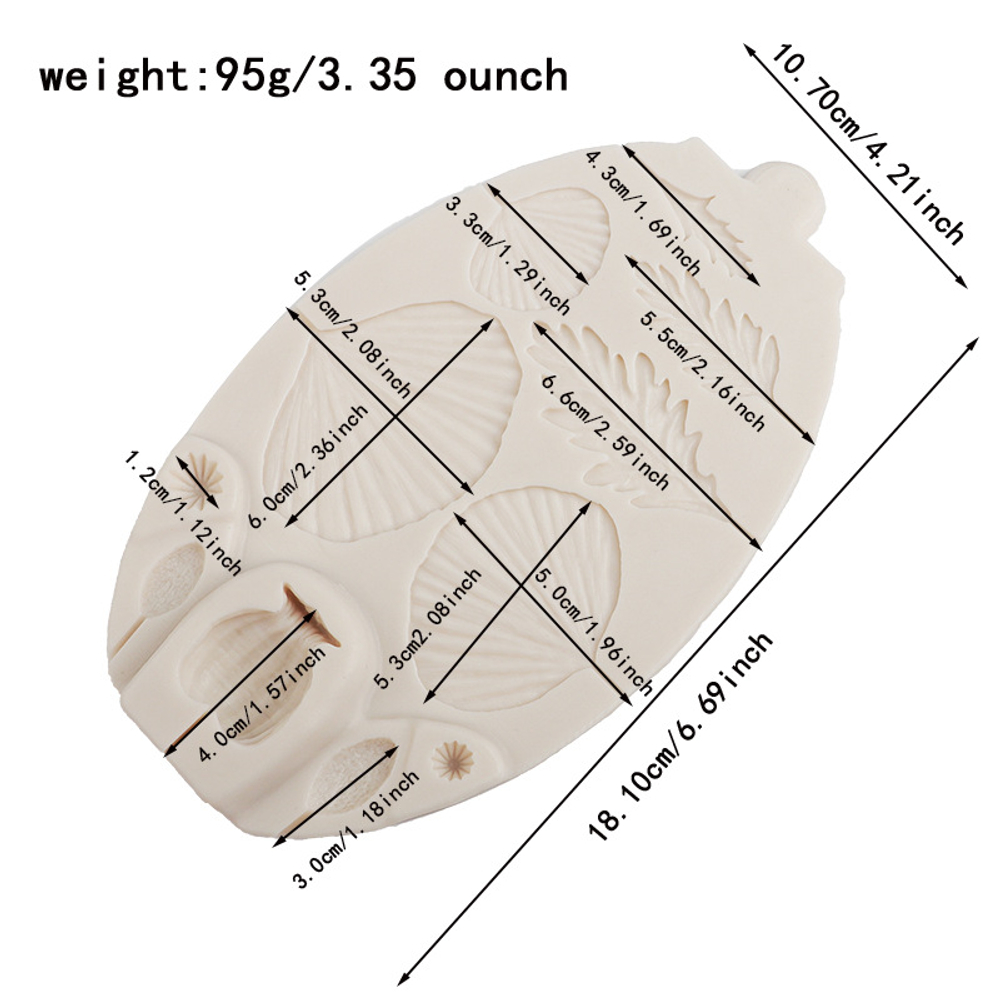 Силиконовый молд "Цветки, листья, коробочкии бутоны мака".