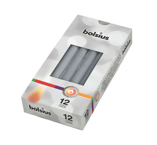 Свеча декор. конусная 254*24 мм, серебро