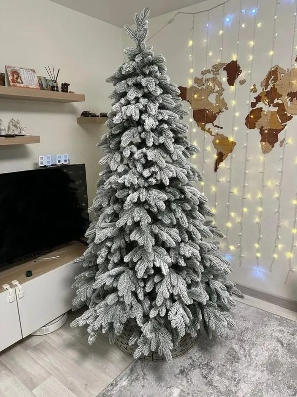 Ель искусственная Царь елка Беверли стройная заснеженная 210 см