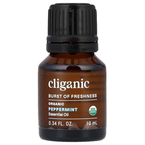 Cliganic, Органическое эфирное масло, перечная мята, 10 мл (0,34 жидк. Унции)