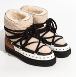 Высокие комбинированные кеды INUIKII 75103-076 Sneaker Curly Rock Cream на меху