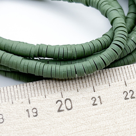 Бусина-диск, цвет хаки, размер 4 мм, цена за нить 40 см