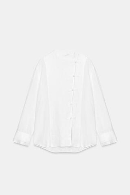 ZARA РУБАШКА С НАВЕСНЫМИ ПЕТЛЯМИ ИЗ 100% ЛЬНА — ZW COLLECTION, БЕЛЫЙ