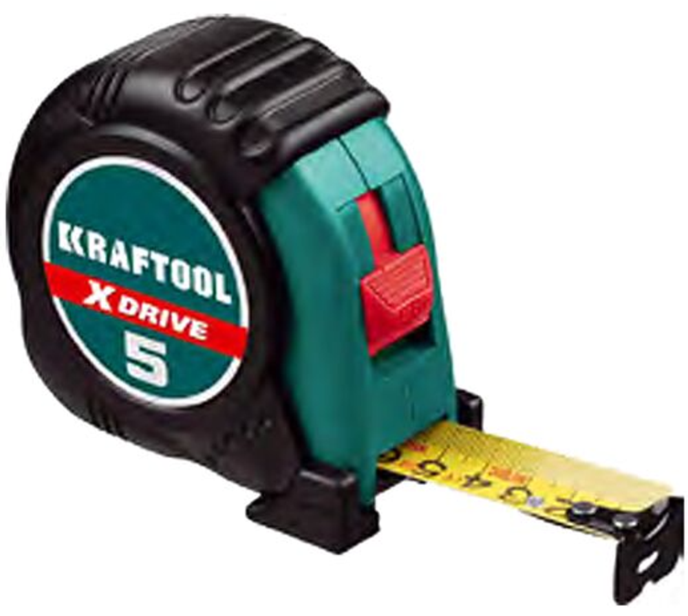 Рулетка KRAFTOOL "EXPERT" с нейлоновым покрытием, обрезинен. корпус, 5м/25мм.