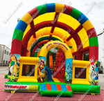 Коммерческий надувной батут «Страна Сафария» с крышей и двумя горками 12*6*6 м