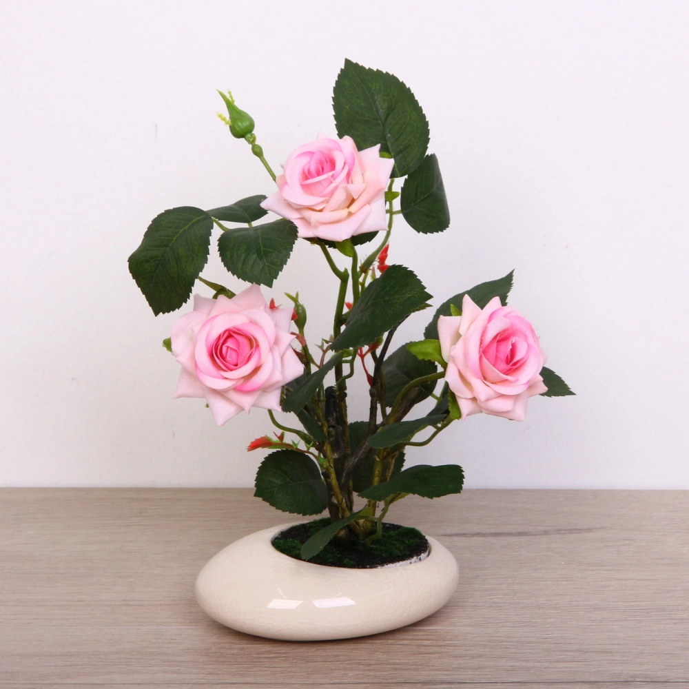 Цветочная композиция «Розовый восторг» 25см в горшке, цвет нежно-розовый