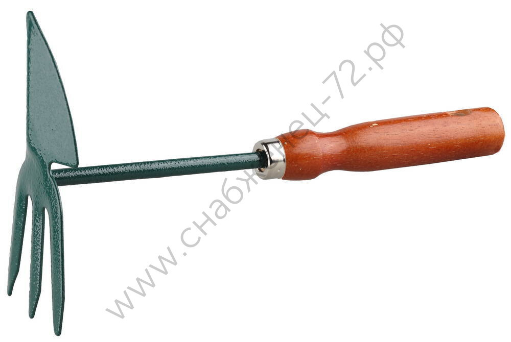 GRINDA 250 мм, 3 зубца, углеродистая сталь, сердцевидное лезвие, деревянная ручка, садовая мотыжка (8-421239)