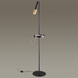 4240/1F HIGHTECH ODL21 321 черн/зол/металл Напольн.св-ник c выкл, USB IP20 LED GU10 max 10W MEHARI