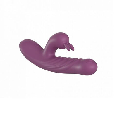 Фиолетовый силиконовый вибратор-кролик с фрикциями - 22 см. (Цвет: фиолетовый)