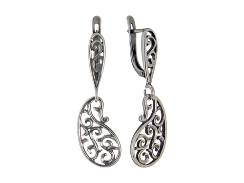 "Азза" серьги в серебряном покрытии из коллекции "Ист бум" от Jenavi с английским замком