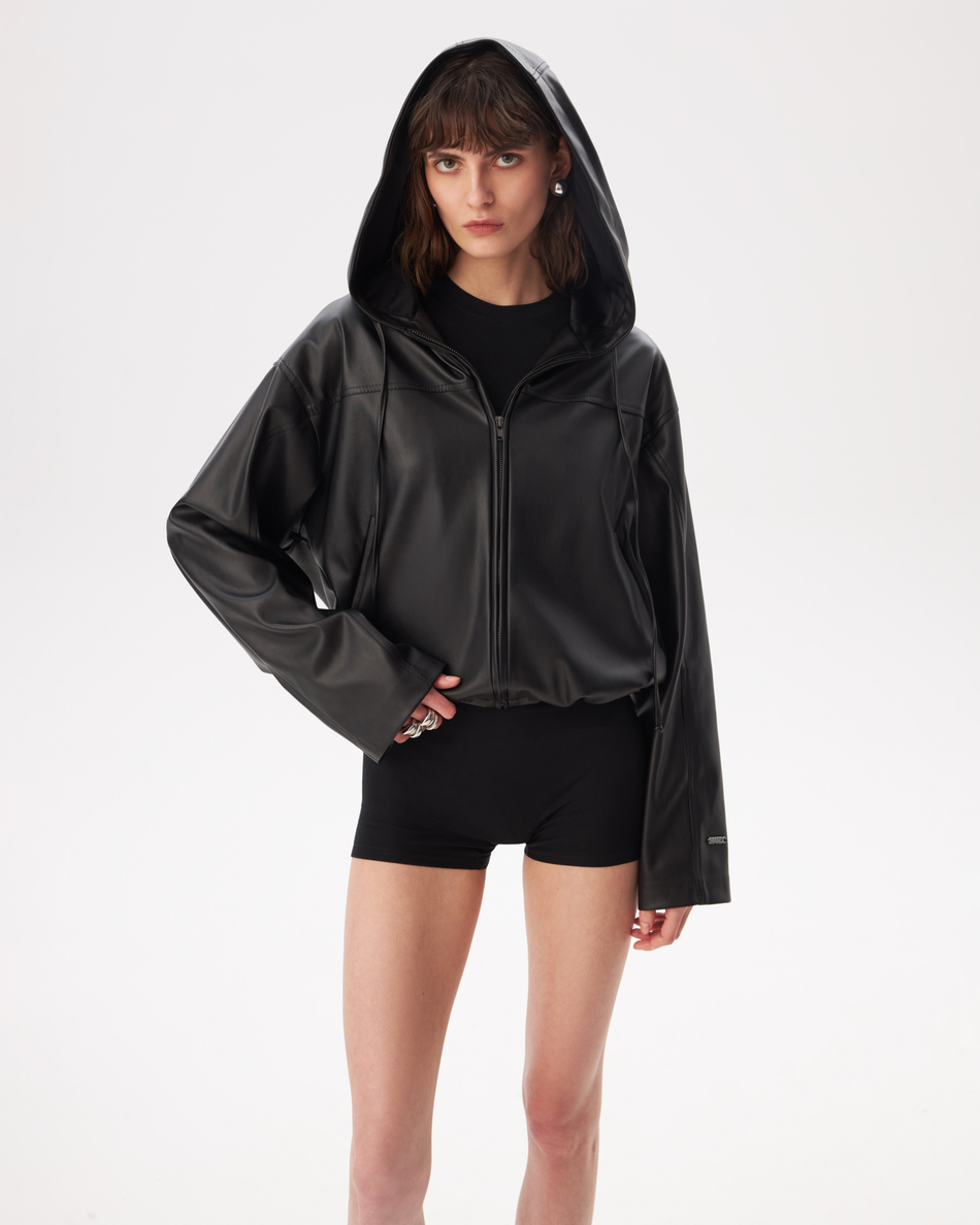 BLACK HOODED JACKET
