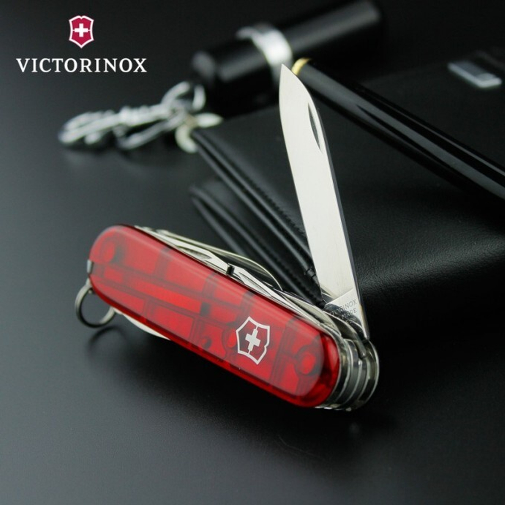 Нож Victorinox Climber, 91 мм, 14 функций, полупрозрачный красный
