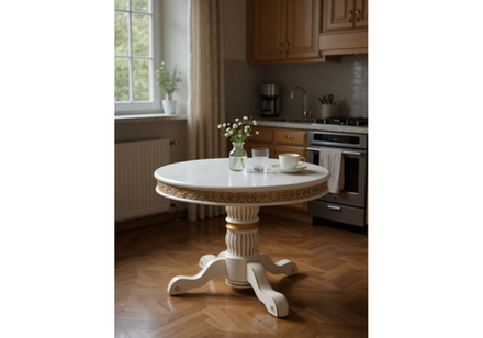 Стол деревянный Woodville Лорд молочный, золотая патина