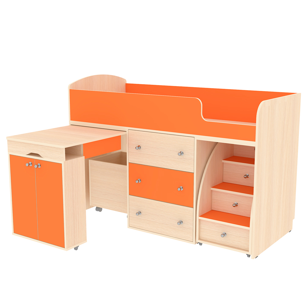 Кровать-чердак КарИВи Малыш  Дуб Молочный Оранжевый