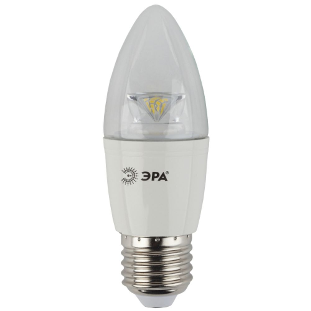 Лампа светодиодная ЭРА STD LED B35-7W-827-E27-Clear 7Вт свеча теплый белый свет E27/Е27