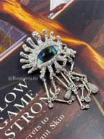 Брошь "Глаз" с эмалью и стразами серебристая Скиап.