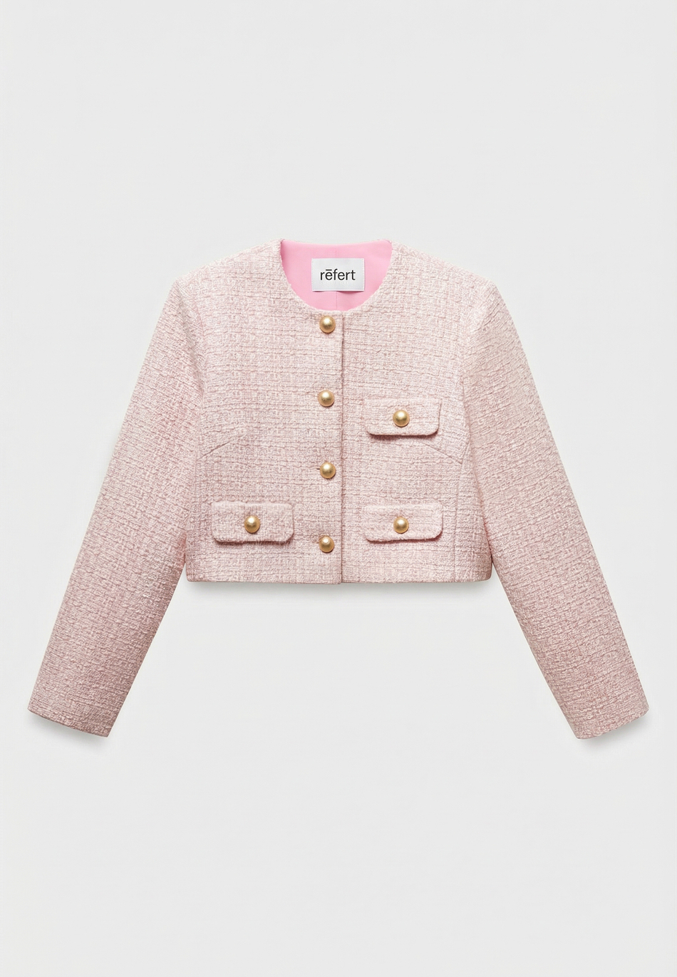 Жакет укороченный из твида с клапанами