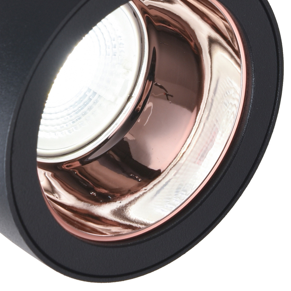 Светильник для однофазной трековой системы под лампу GU10 max 50Вт (лампа в комплект не входит),материал  алюминий, цвет чёрный/золото розовое