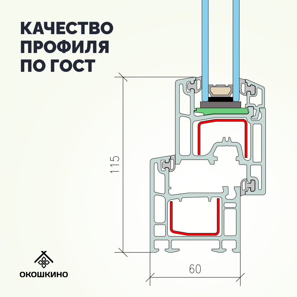 Пластиковое окно пвх, одностворчатое, поворотно-откидное, однокамерный стеклопакет, GreenTech 58, белое.