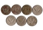 Набор из 7 монет 20 копеек 1931, 33,36, 46, 48, 54, 57 гг. ранний СССР