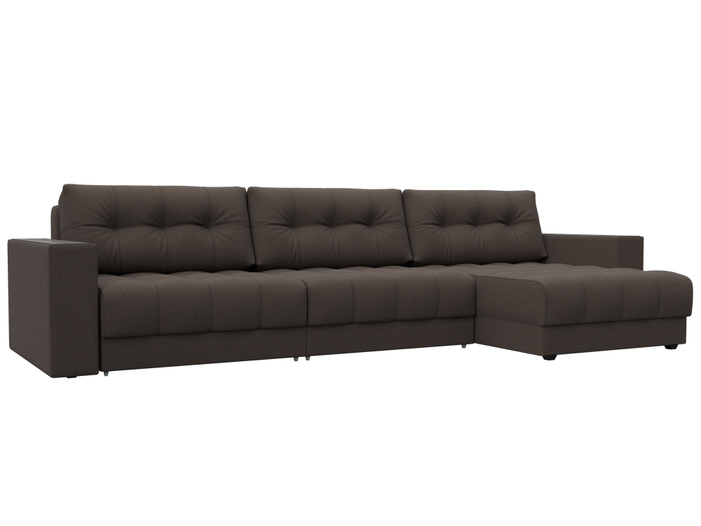 Диван угловой с декором Лига-049 НПБ Лонг, Амур 05 РОГОЖКА коричневый